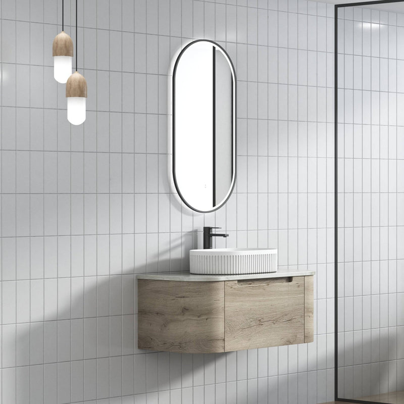 Aulic Hamilton 900mm Wall Hung Vanity Laminate Plywood (Alpine Flat Quartz Stone Top) - Sydney Home Centre