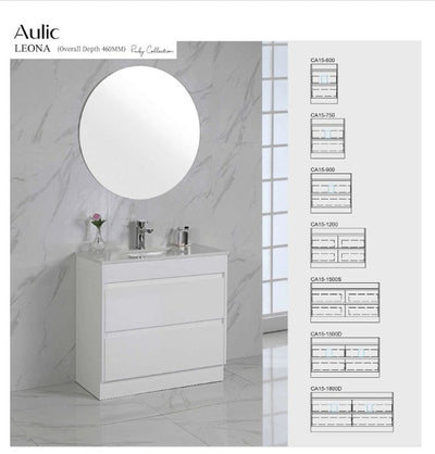 Aulic Leona 1200mm Vanity Gloss White (Cato Flat Stone Top) - Sydney Home Centre