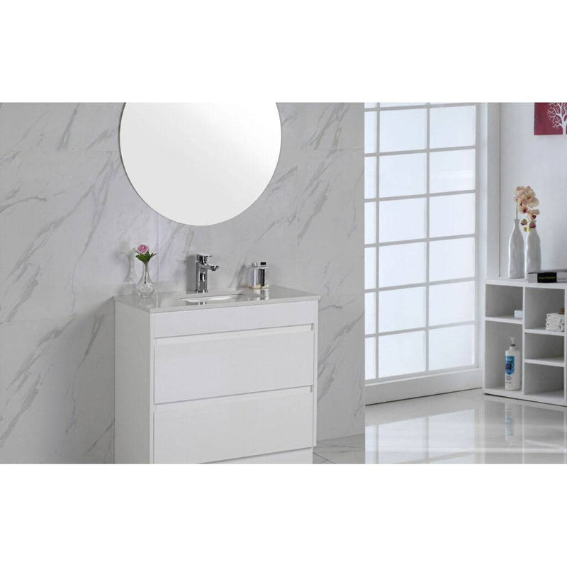 Aulic Leona 1200mm Vanity Gloss White (Palis Flat Quartz Stone Top) - Sydney Home Centre