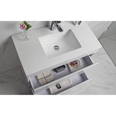 Aulic Leona 1200mm Vanity Gloss White (Snow Stone Top With Undermount Basin) - Sydney Home Centre