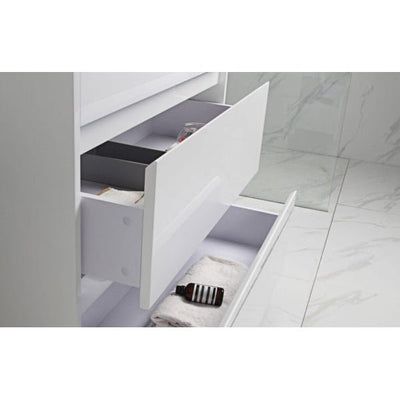 Aulic Leona 1500mm Double Bowl Vanity Gloss White (Palis Flat Quartz Stone Top) - Sydney Home Centre