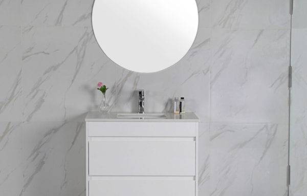 Aulic Leona 1500mm Single Bowl Vanity Gloss White (Palis Flat Quartz Stone Top) - Sydney Home Centre