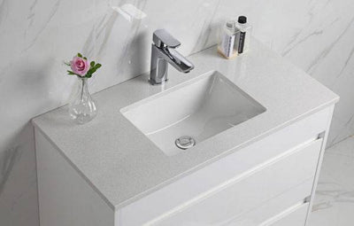 Aulic Leona 1800mm Double Bowl Vanity Gloss White (Alpine Flat Quartz Stone Top) - Sydney Home Centre