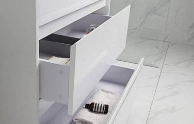 Aulic Leona 1800mm Double Bowl Vanity Gloss White (Alpine Flat Quartz Stone Top) - Sydney Home Centre