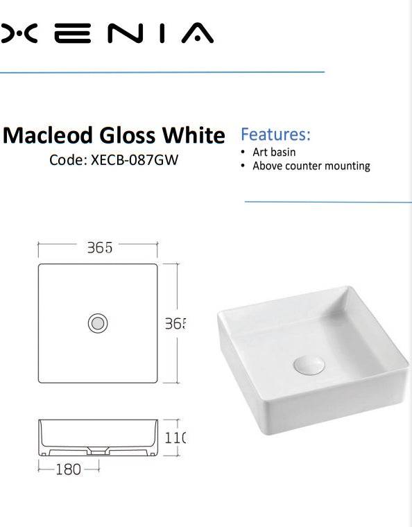 Aulic Macleod Above Counter Basin Gloss White - Sydney Home Centre