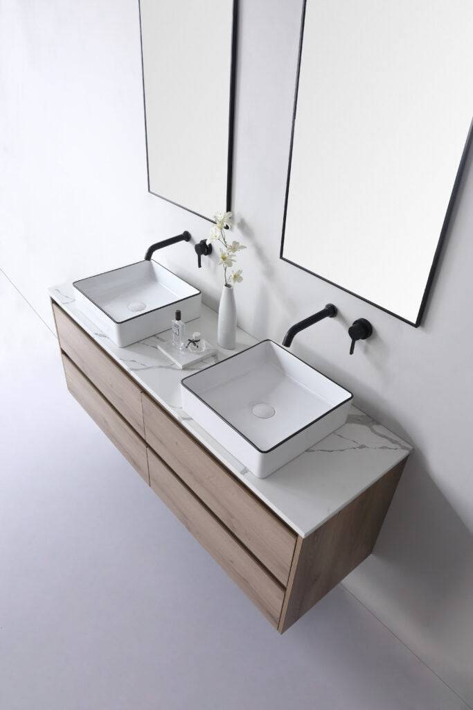 Aulic Macleod Above Counter Basin Gloss White With Black Edge - Sydney Home Centre