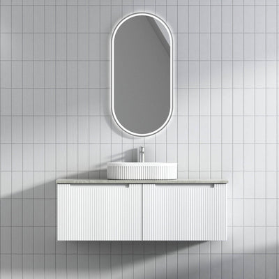 Aulic Perla 1200mm Wall Hung Vanity Matte White (Cato Flat Stone Top) - Sydney Home Centre