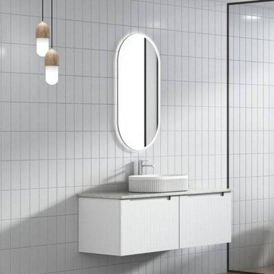 Aulic Perla 1200mm Wall Hung Vanity Matte White (Cato Flat Stone Top) - Sydney Home Centre