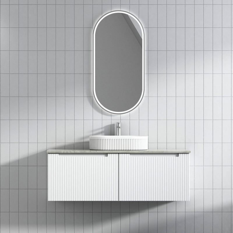 Aulic Perla 1200mm Wall Hung Vanity Matte White (Pure Flat Stone Top) - Sydney Home Centre