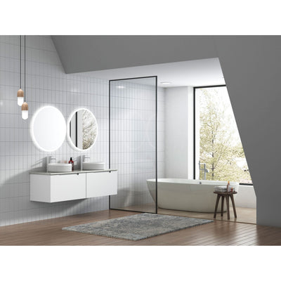 Aulic Perla 1500mm Double Bowl Wall Hung Vanity Matte White (Cato Flat Stone Top) - Sydney Home Centre