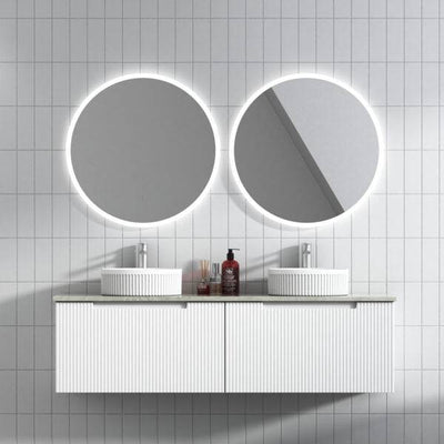 Aulic Perla 1500mm Double Bowl Wall Hung Vanity Matte White (Cato Stone Top With Undermount Basin) - Sydney Home Centre