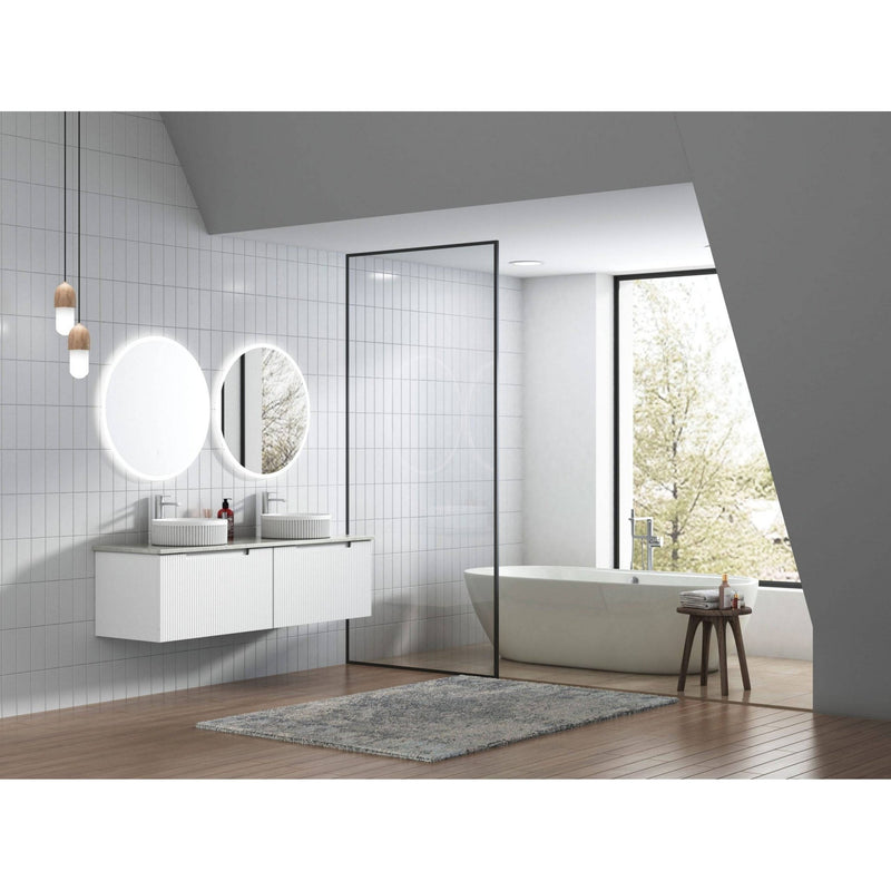 Aulic Perla 1500mm Double Bowl Wall Hung Vanity Matte White (Ceramic Top) - Sydney Home Centre