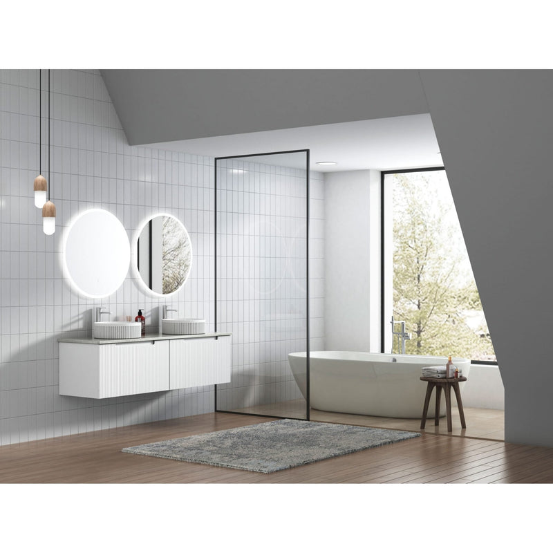 Aulic Perla 1500mm Double Bowl Wall Hung Vanity Matte White (Pure Flat Stone Top) - Sydney Home Centre