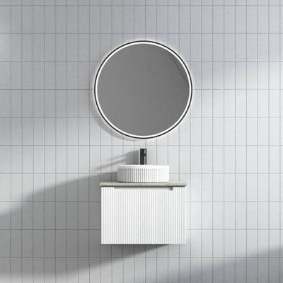 Aulic Perla 600mm Wall Hung Vanity Matte White (Alpine Flat Quartz Stone Top) - Sydney Home Centre