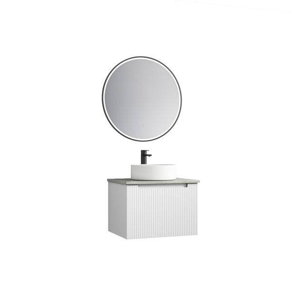 Aulic Perla 600mm Wall Hung Vanity Matte White (Alpine Flat Quartz Stone Top) - Sydney Home Centre