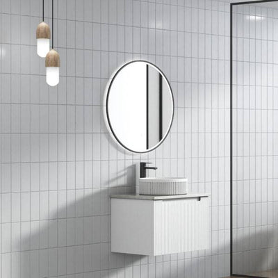 Aulic Perla 600mm Wall Hung Vanity Matte White (Alpine Quartz Stone Top With Undermount Basin) - Sydney Home Centre