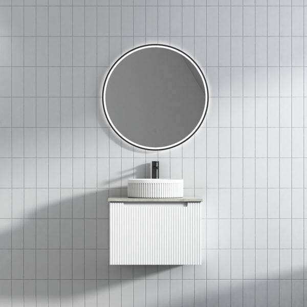 Aulic Perla 600mm Wall Hung Vanity Matte White (Alpine Quartz Stone Top With Undermount Basin) - Sydney Home Centre