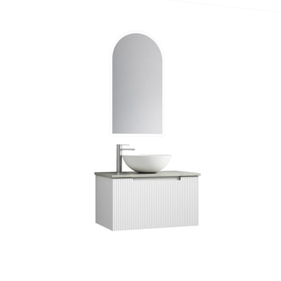 Aulic Perla 750mm Wall Hung Vanity Matte White (Alpine Flat Quartz Stone Top) - Sydney Home Centre