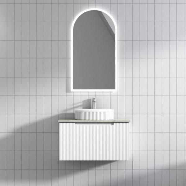 Aulic Perla 750mm Wall Hung Vanity Matte White (Alpine Flat Quartz Stone Top) - Sydney Home Centre