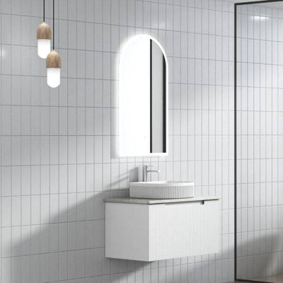 Aulic Perla 750mm Wall Hung Vanity Matte White (Cato Stone Top With Undermount Basin) - Sydney Home Centre