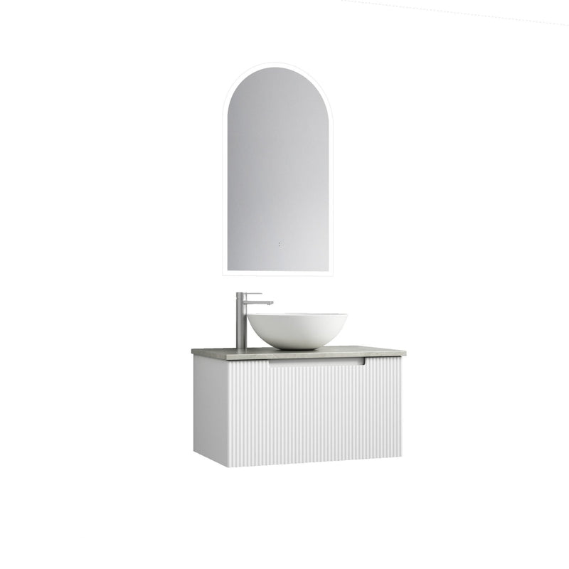 Aulic Perla 750mm Wall Hung Vanity Matte White (Cato Stone Top With Undermount Basin) - Sydney Home Centre