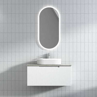 Aulic Perla 900mm Wall Hung Vanity Matte White (Pure Flat Stone Top) - Sydney Home Centre