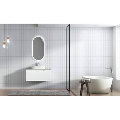 Aulic Perla 900mm Wall Hung Vanity Matte White (Snow Flat Stone Top) - Sydney Home Centre