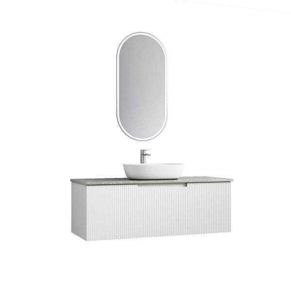 Aulic Perla Mark II 1200mm Wall Hung Vanity Matte White (Pure Stone Top With Undermount Basin) - Sydney Home Centre