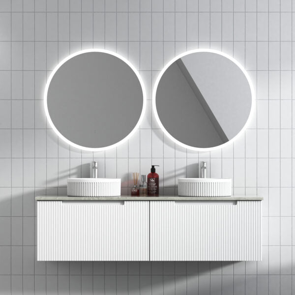 Aulic Perla Mark II 1500mm Single Bowl Wall Hung Vanity Matte White (Snow Flat Stone Top) - Sydney Home Centre