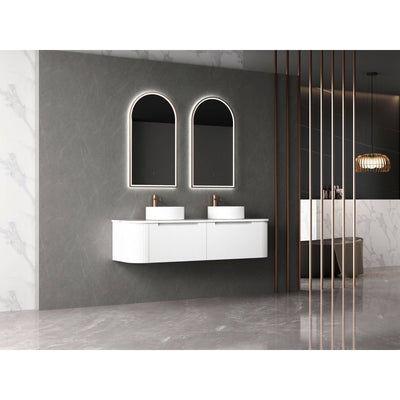 Aulic Petra 1500mm Single / Double Bowl Wall Hung Vanity Matte White (Palis Flat Quartz Stone Top) - Sydney Home Centre