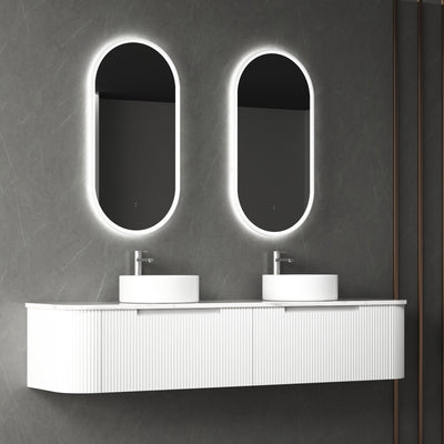 Aulic Petra 1800mm Single / Double Bowl Wall Hung Vanity Matte White (Alpine Flat Quartz Stone Top) - Sydney Home Centre