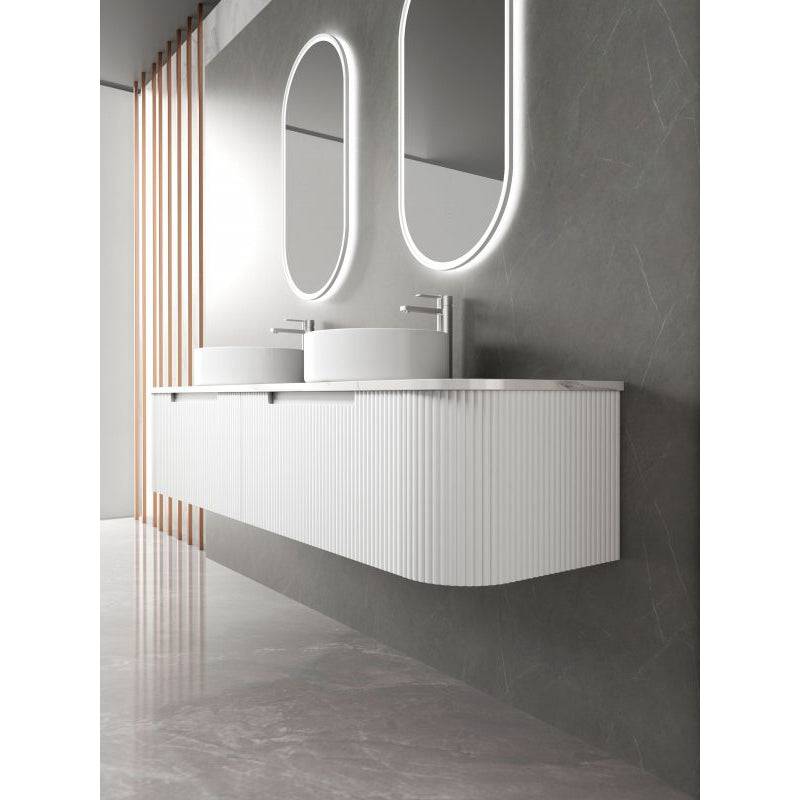 Aulic Petra 1800mm Single / Double Bowl Wall Hung Vanity Matte White (Cabinet Only) - Sydney Home Centre