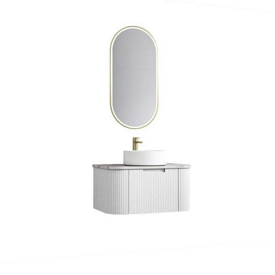 Aulic Petra 750mm Wall Hung Vanity Matte White (Alpine Flat Quartz Stone Top) - Sydney Home Centre