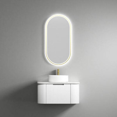 Aulic Petra 750mm Wall Hung Vanity Matte White (Alpine Flat Quartz Stone Top) - Sydney Home Centre