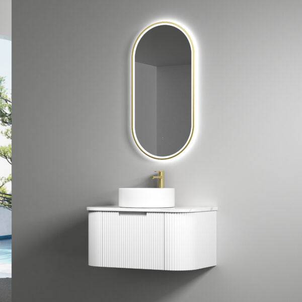 Aulic Petra 750mm Wall Hung Vanity Matte White (Alpine Flat Quartz Stone Top) - Sydney Home Centre