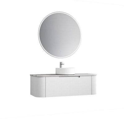 Aulic Petra Mark II 1200mm Wall Hung Vanity Matte White (Alpine Flat Quartz Stone Top) - Sydney Home Centre