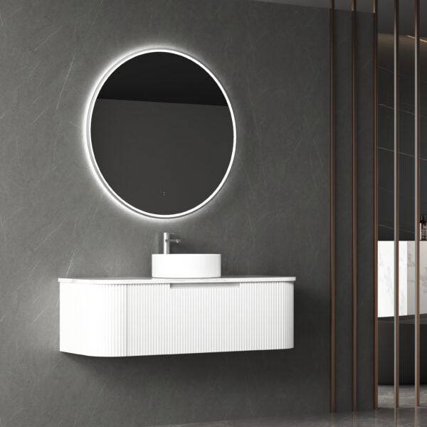 Aulic Petra Mark II 1200mm Wall Hung Vanity Matte White (Alpine Flat Quartz Stone Top) - Sydney Home Centre