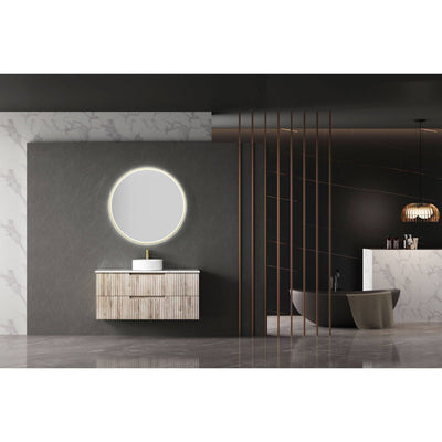 Aulic Tuscana 1200mm Wall Hung Vanity Laminated Wood Grain (Alpine Flat Quartz Stone Top) - Sydney Home Centre