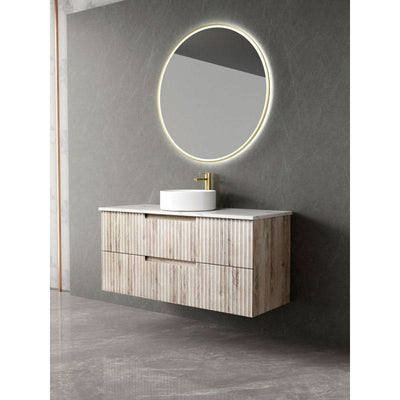 Aulic Tuscana 1200mm Wall Hung Vanity Laminated Wood Grain (Alpine Quartz Stone Top With Undermount Basin) - Sydney Home Centre