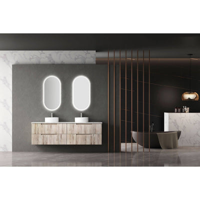 Aulic Tuscana 1800mm Double Bowl Wall Hung Vanity Laminated Wood Grain (Cato Flat Stone Top) - Sydney Home Centre