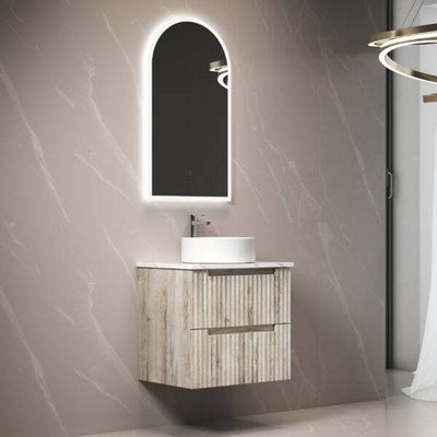 Aulic Tuscana 600mm Wall Hung Vanity Laminated Wood Grain (Ceramic Top) - Sydney Home Centre