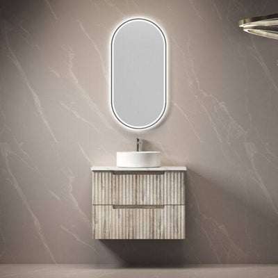 Aulic Tuscana 750mm Wall Hung Vanity Laminated Wood Grain (Cato Stone Top With Undermount Basin) - Sydney Home Centre