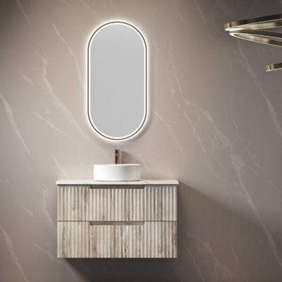 Aulic Tuscana 900mm Wall Hung Vanity Laminated Wood Grain (Alpine Flat Quartz Stone Top) - Sydney Home Centre