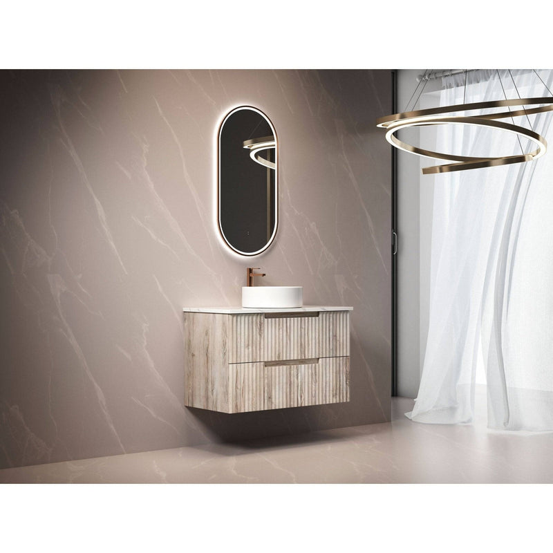 Aulic Tuscana 900mm Wall Hung Vanity Laminated Wood Grain (Pure Flat Stone Top) - Sydney Home Centre