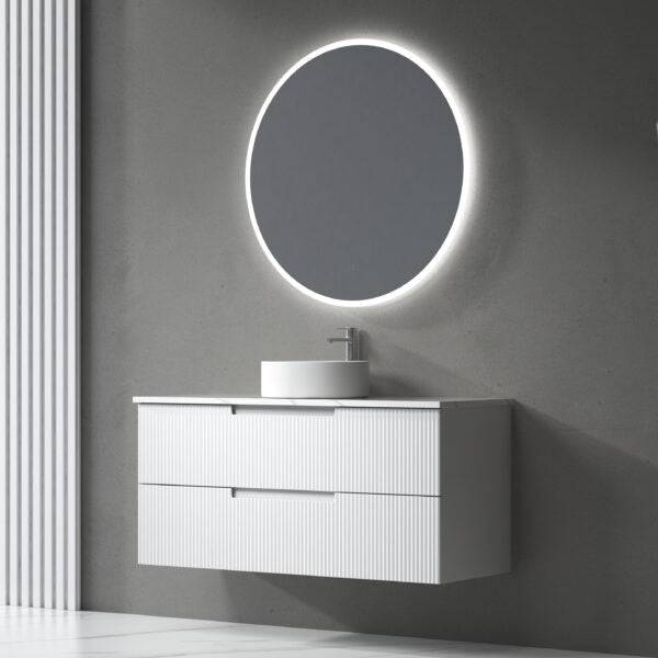 Aulic Verona 1200mm Wall Hung Vanity Laminated Matte White (Alpine Flat Quartz Stone Top) - Sydney Home Centre