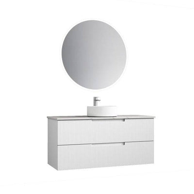 Aulic Verona 1200mm Wall Hung Vanity Laminated Matte White (Alpine Flat Quartz Stone Top) - Sydney Home Centre