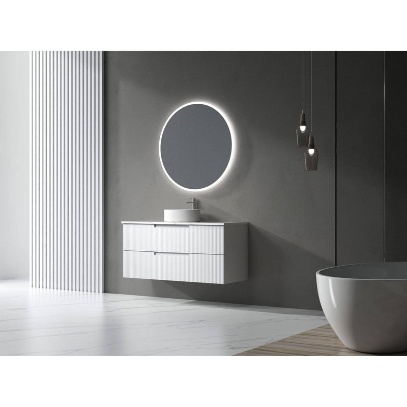 Aulic Verona 1200mm Wall Hung Vanity Laminated Matte White (Alpine Flat Quartz Stone Top) - Sydney Home Centre