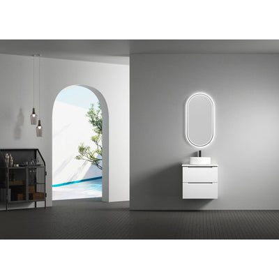 Aulic Verona 600mm Wall Hung Vanity Laminated Matte White (Alpine Quartz Stone Top With Undermount Basin) - Sydney Home Centre