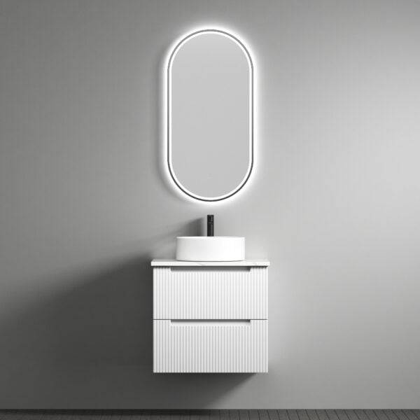 Aulic Verona 600mm Wall Hung Vanity Laminated Matte White (Cato Flat Stone Top) - Sydney Home Centre