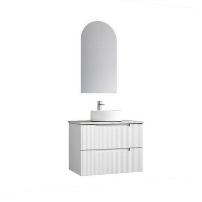 Aulic Verona 750mm Wall Hung Vanity Laminated Matte White (Alpine Flat Quartz Stone Top) - Sydney Home Centre